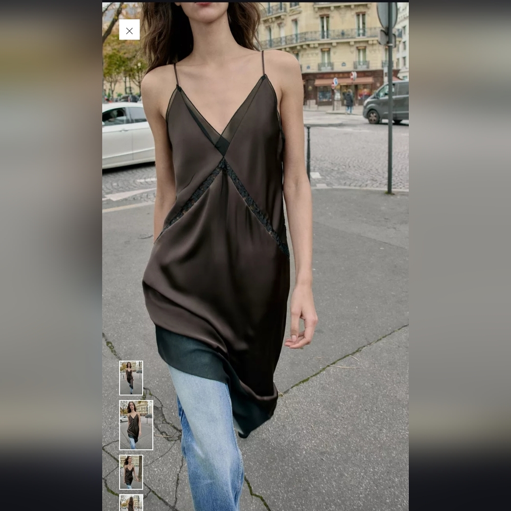 Zara Brown Asymmetrical Dress - Picture 2 of 10
